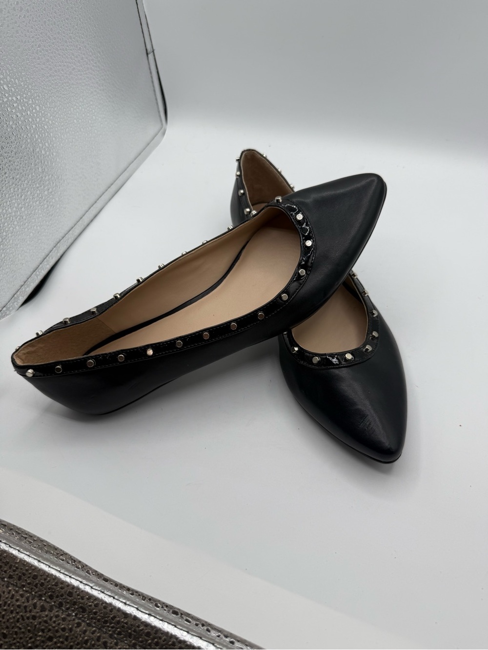 BCBGeneration Women’s Black Studded Flats Size 9.5